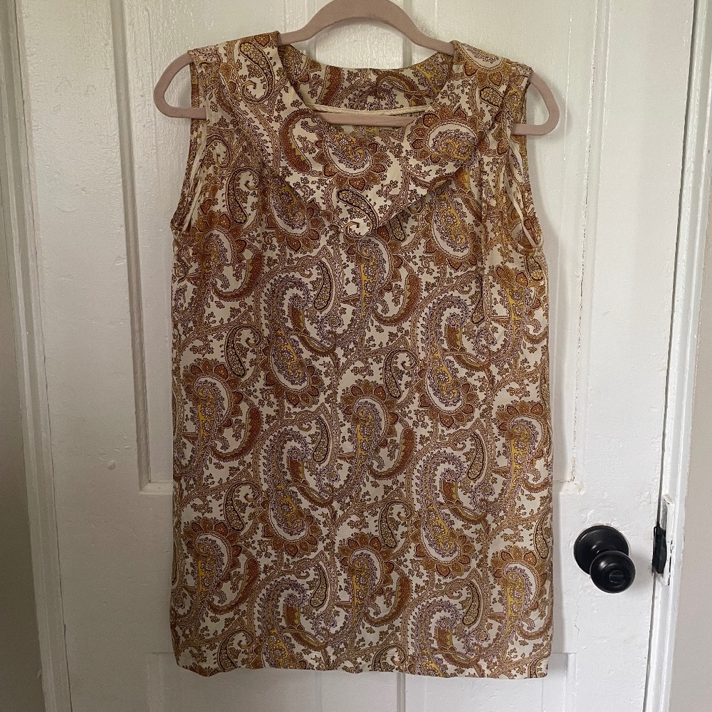 Vintage Sixties Gold Paisley Dress